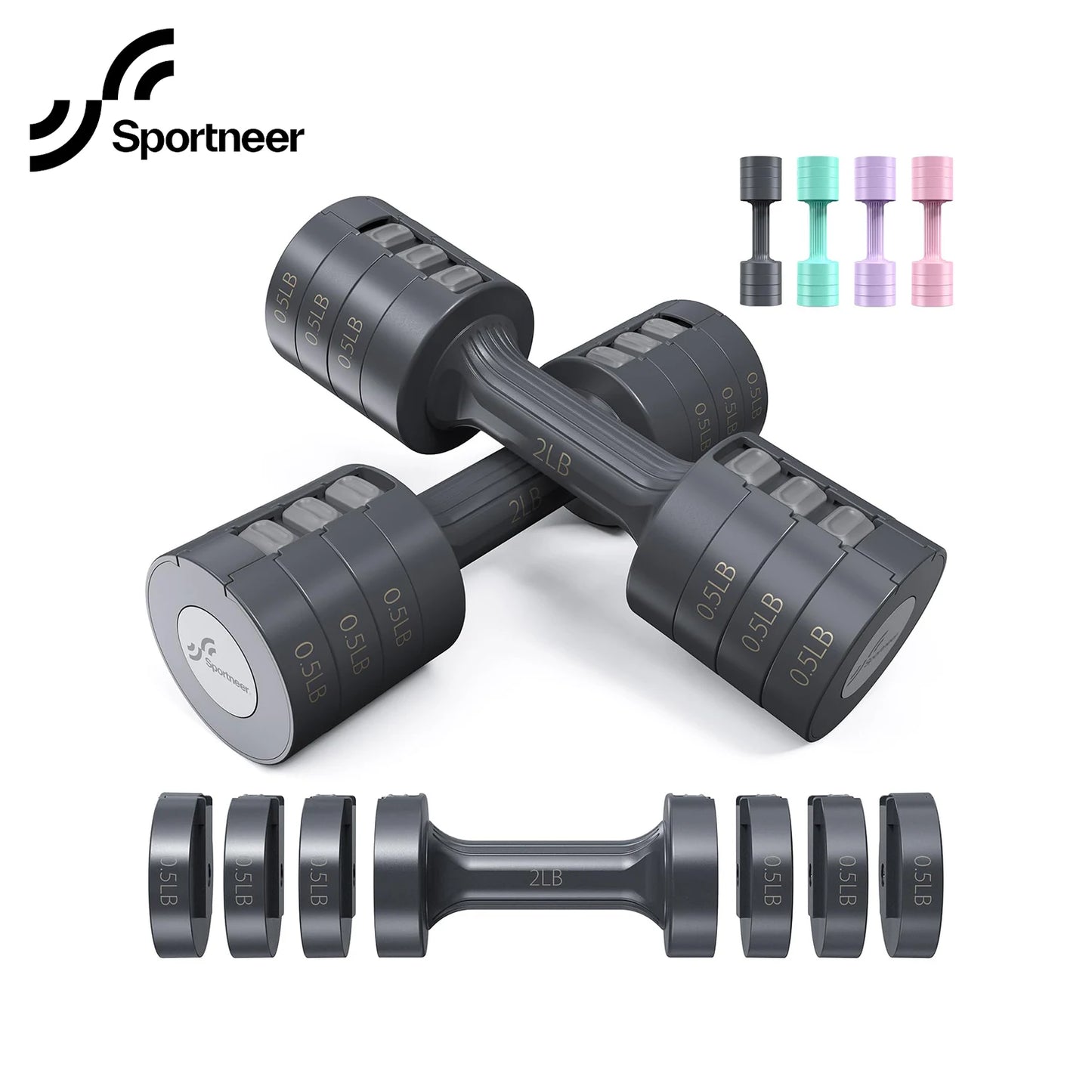 Adjustable Dumbbells Hand Weights Set 5 Lb Dumbbells Set of 2 Each 2Lb 3Lb 4Lb 5Lb Free Weights Fast Adjust Weight 4