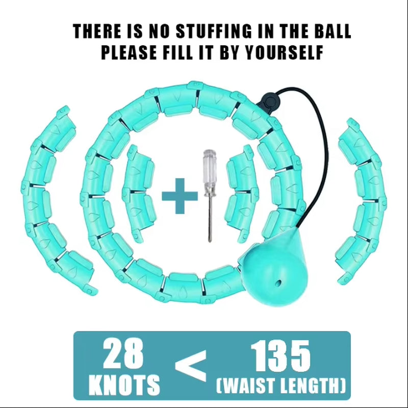 Weighted Fitness Hoop for Adults & Kids Detachable Knots Abdomen Weight Loss 2 in 1 Abdomen Fitness Weight Loss Massage