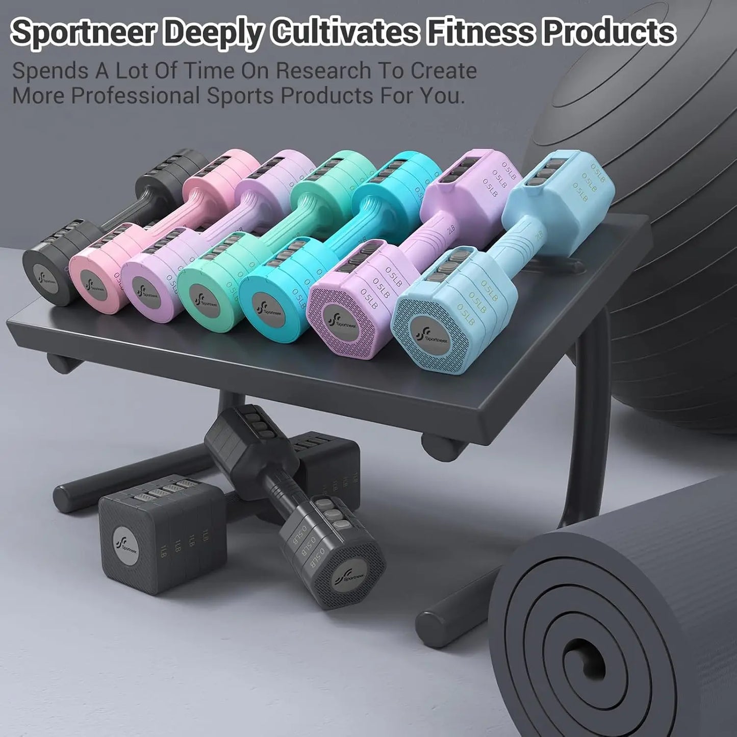 Adjustable Dumbbells Hand Weights Set 5 Lb Dumbbells Set of 2 Each 2Lb 3Lb 4Lb 5Lb Free Weights Fast Adjust Weight 4