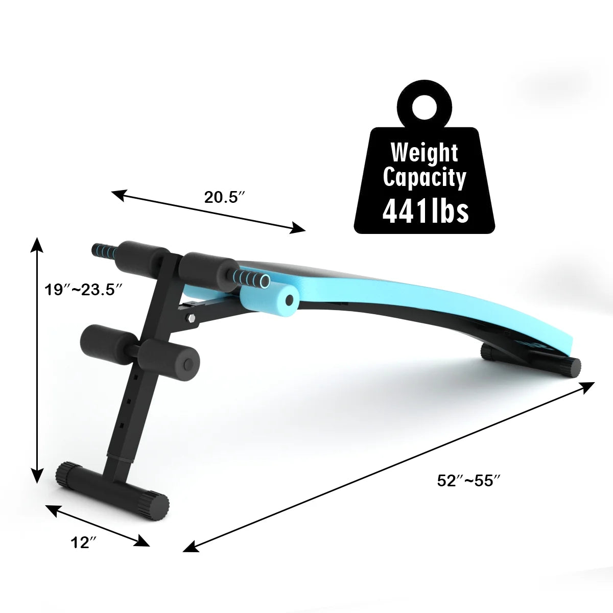 Superfit Folding Weight Bench Adjustable Sit-Up Board Workout Slant Bench Blue