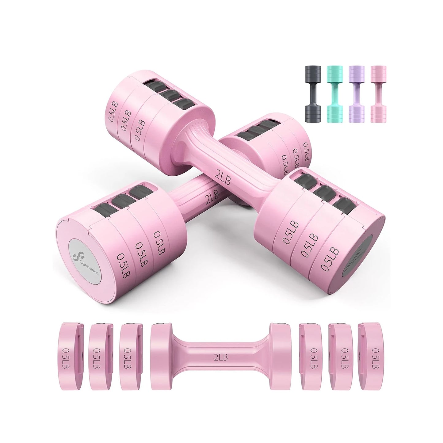 Adjustable Dumbbells Hand Weights Set 5 Lb Dumbbells Set of 2 Each 2Lb 3Lb 4Lb 5Lb Free Weights Fast Adjust Weight 4