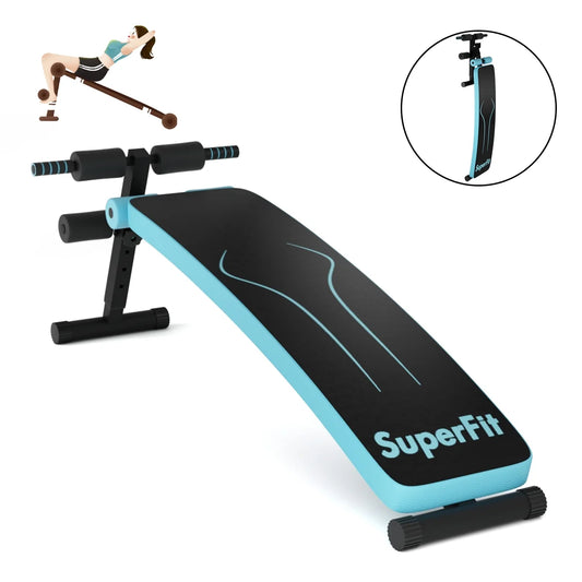 Superfit Folding Weight Bench Adjustable Sit-Up Board Workout Slant Bench Blue