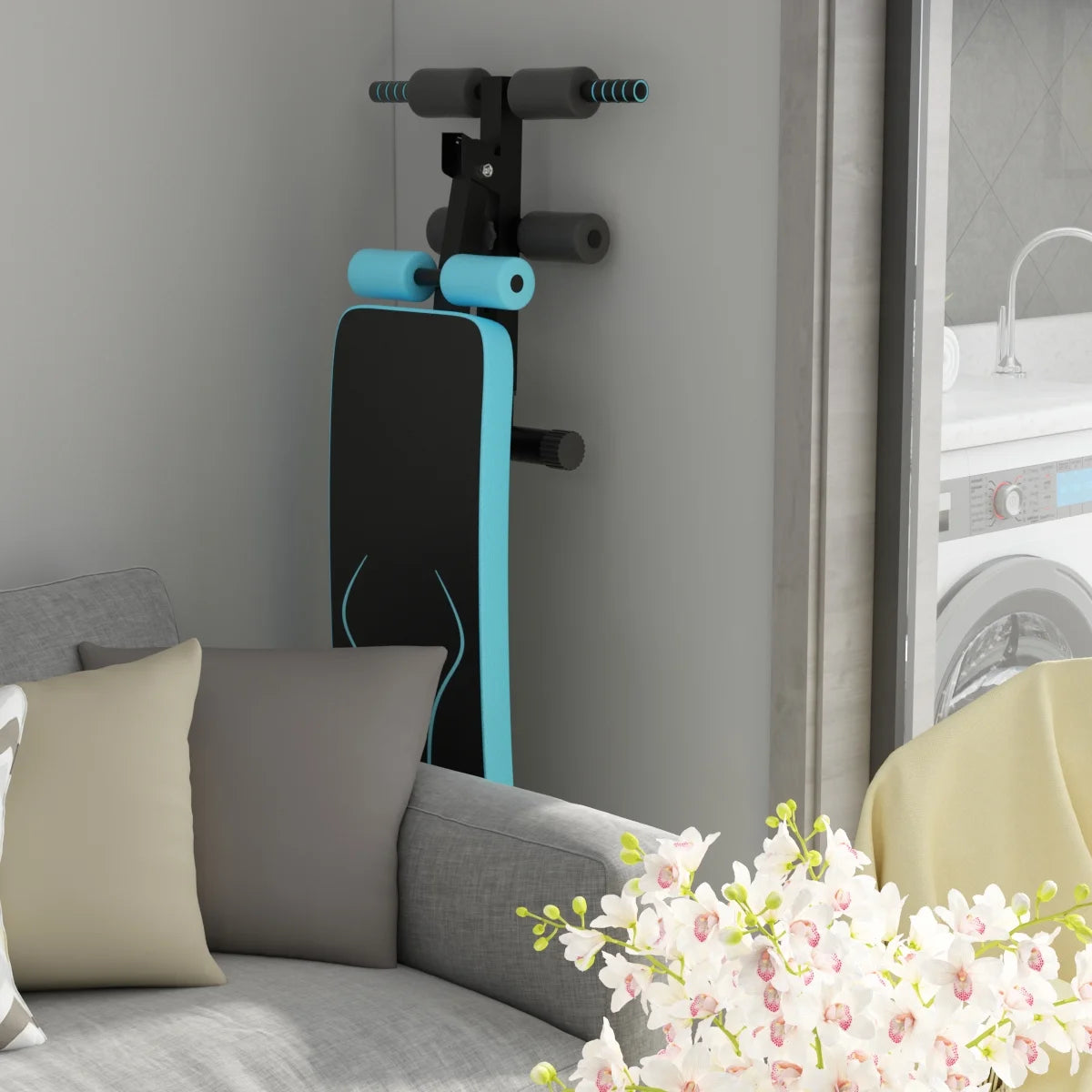 Superfit Folding Weight Bench Adjustable Sit-Up Board Workout Slant Bench Blue