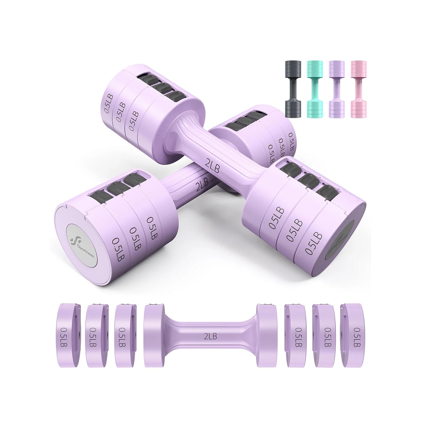 Adjustable Dumbbells Hand Weights Set 5 Lb Dumbbells Set of 2 Each 2Lb 3Lb 4Lb 5Lb Free Weights Fast Adjust Weight 4