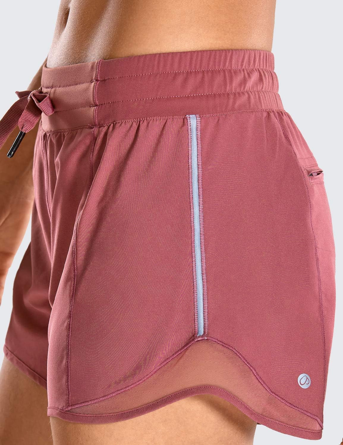 Womens Athletic Running Shorts with Zip Pocket, 4" Mid-Waist Mesh Liner Gym Workout Shorts