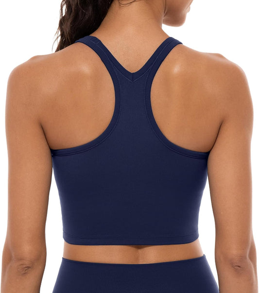 Women'S Racerback Sports Bras Yoga Crop Top with Built in Bra