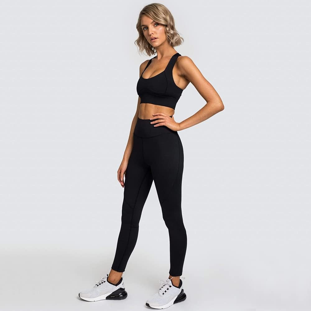 Women Workout Sets 2 Pieces Suits High Waisted Yoga Leggings with Stretch Sports Bra Gym Tracksuits Active Set