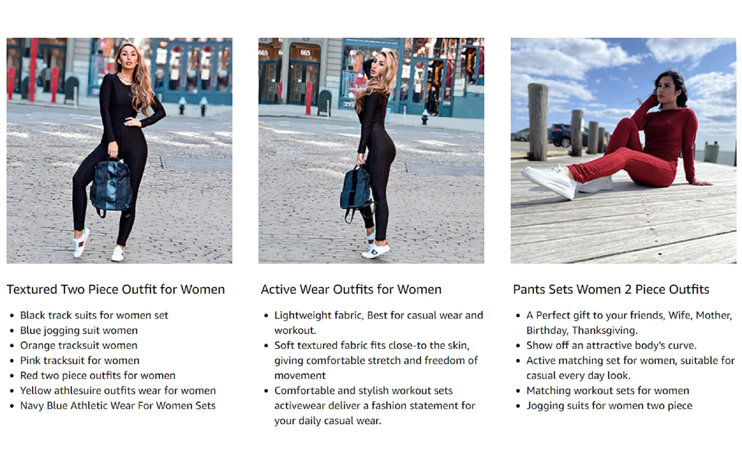 Women 2 Piece Outfits Textured Tracksuit Jogging Suits Long Sleeve Leggings Sweatsuits Sets