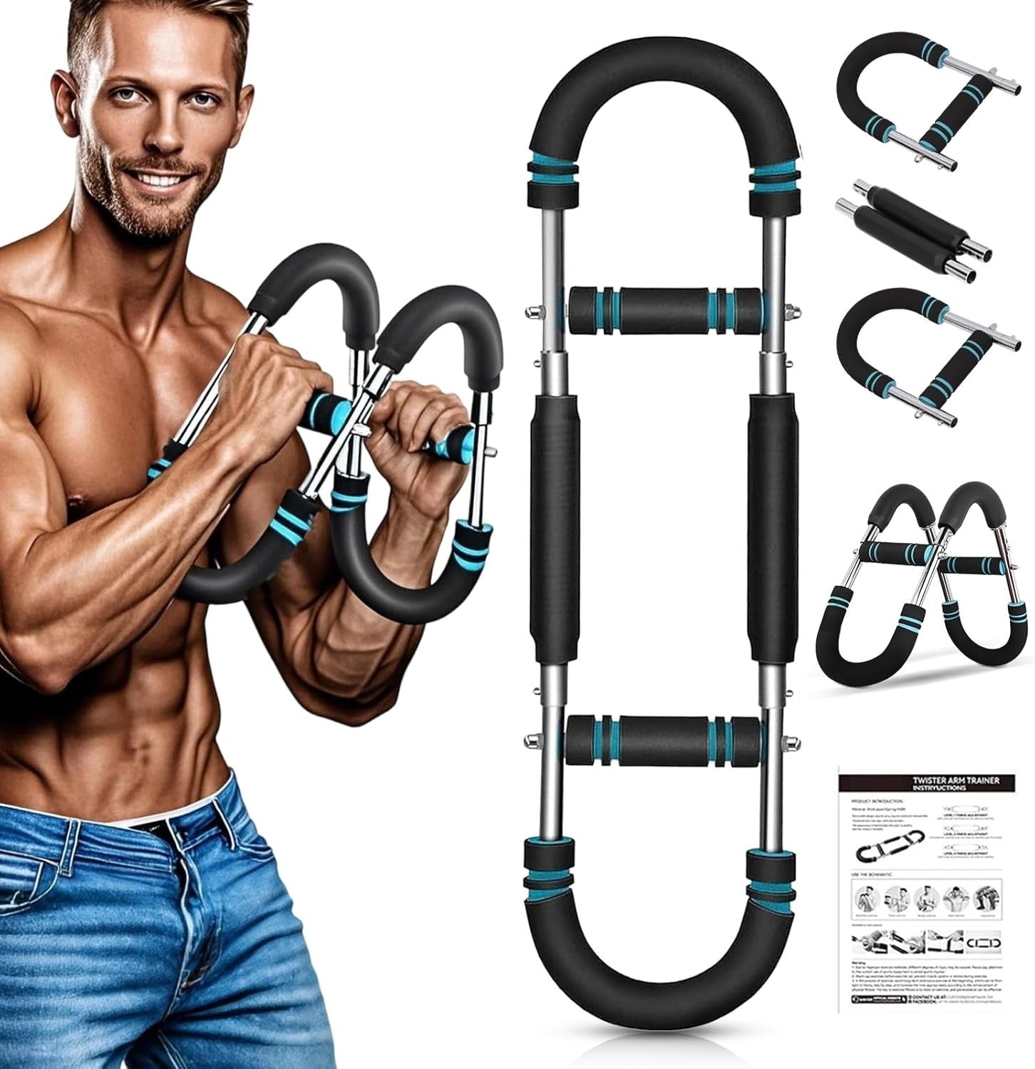 Gorilla Bar Twister Arm & Chest Trainer for Men – Adjustable 60-100Lb Chest S...