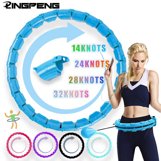Weighted Fitness Hoop for Adults & Kids Detachable Knots Abdomen Weight Loss 2 in 1 Abdomen Fitness Weight Loss Massage