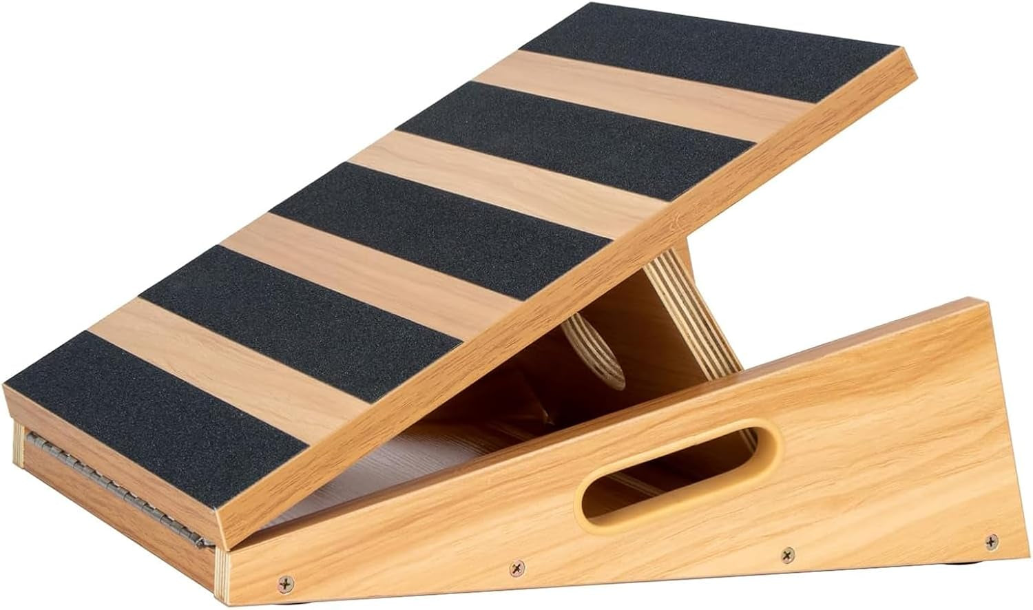 Professional Wooden Slant Board, Adjustable Incline Board and Calf Stretcher, Partial-Coverage Design with Side Handle, 5 Angles, 500 Lbs Capacity